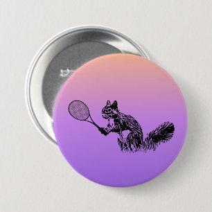 Pink and Purple Squirrel Tennis 7.5 Cm Round Badge