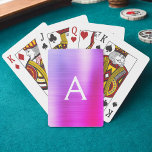 Pink and Purple Stainless Steel Monogram Playing Cards<br><div class="desc">Pink and Purple Ombre Faux Metallic Foil Stainless Steel Elegant Monogram Playing Cards. These playing cards can be customised to include your initial and first name and make a great party favour for a birthday party,  bridal shower or bachelorette party.</div>