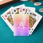 Pink and Purple Stainless Steel Monogram Playing Cards<br><div class="desc">Pastel Pink,  Purple Orange and Yellow Gold Ombre Faux Metallic Foil Stainless Steel Elegant Monogram Playing Cards. These playing cards can be customised to include your initial and first name and make a great party favour for a birthday party,  bridal shower or bachelorette party.</div>