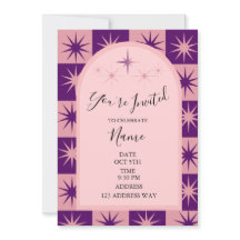 Pink and purple star invitation