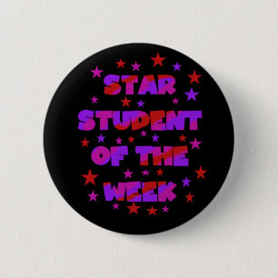Pink and Purple Star Student of Week 6 Cm Round Badge