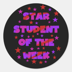 Pink and Purple Star Student of Week Stickers