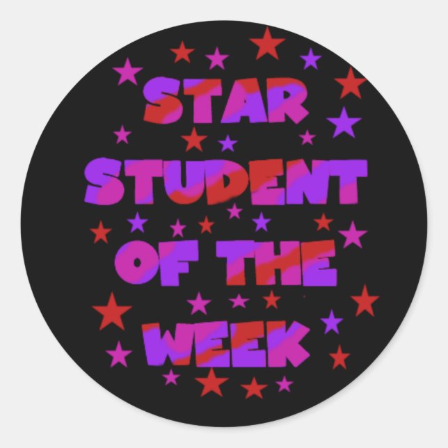 Pink and Purple Star Student of Week Stickers (Front)