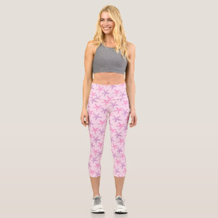 Pink and Purple Starfish Capri Leggings