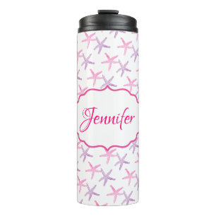 Pink and Purple Starfish Personalised  Thermal Tumbler