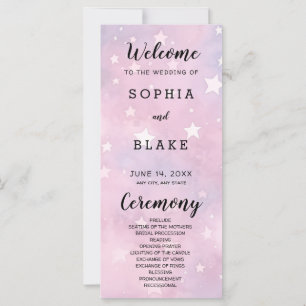 Pink and Purple Stars Celestial Wedding Program