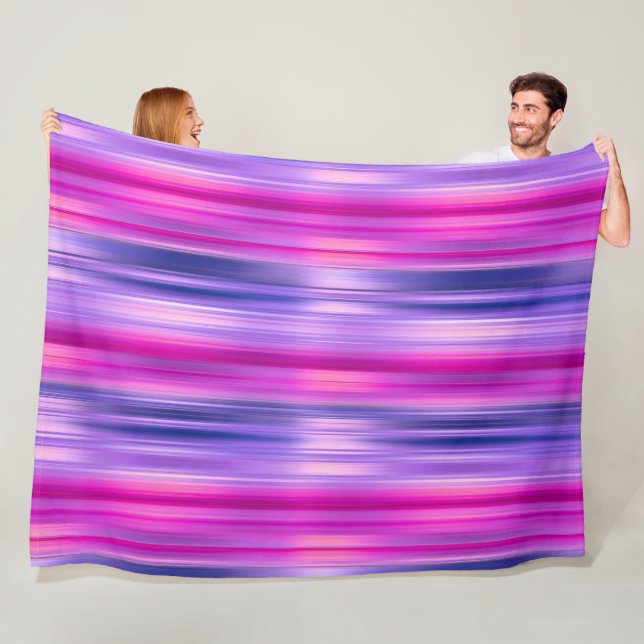 Pink and Purple Striped Fleece Blanket (In Situ)