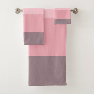 Pink and purple stripes bath towel set