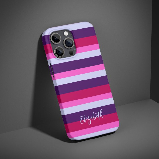 Pink and Purple Stripes Pattern Personalised Case-Mate iPhone Case (Creator Uploaded)