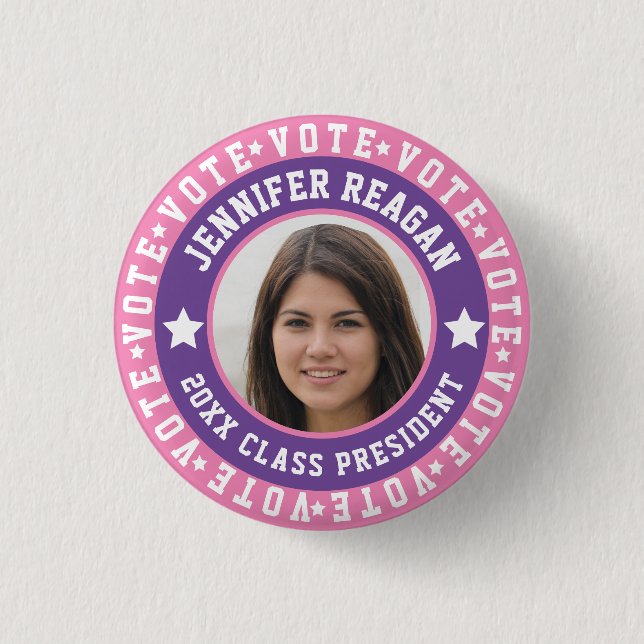 Pink and Purple Student Body Campaign 3 Cm Round Badge (Front)