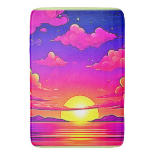 Pink and Purple Sunset Bath Mat