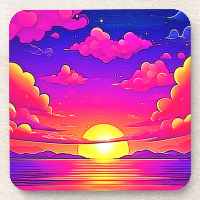 Pink and Purple Sunset Coaster (Front)