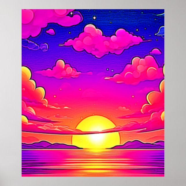 Pink and Purple Sunset Poster (Front)