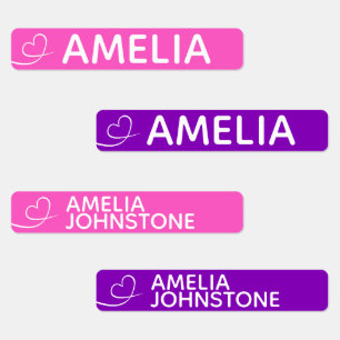Pink and purple swish heart custom name