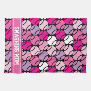 🎾 Pink and purple tennis balls, with initial Tea Towel