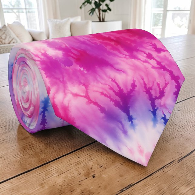 Pink and Purple Tie Dye Retro Neck Tie (Creator Uploaded)