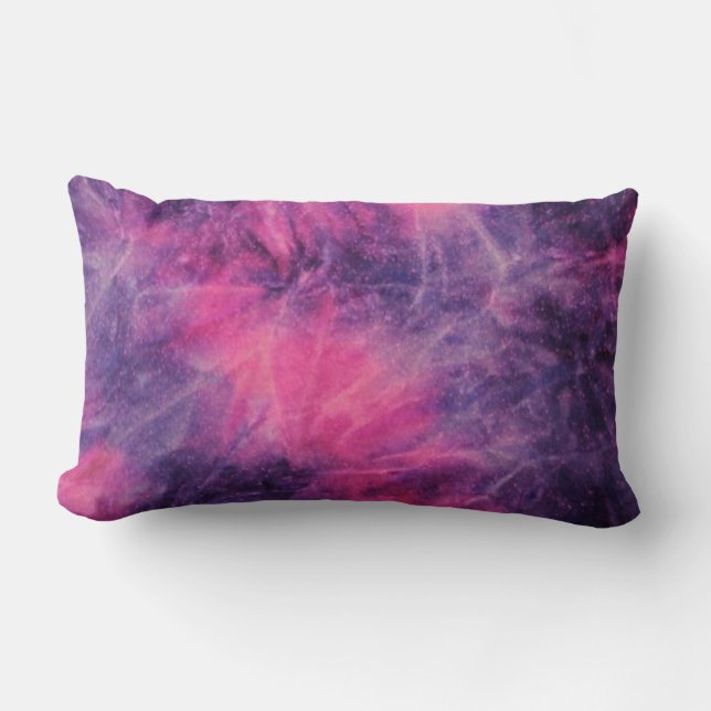 Pink and purple tie dye throw pillow (Front)