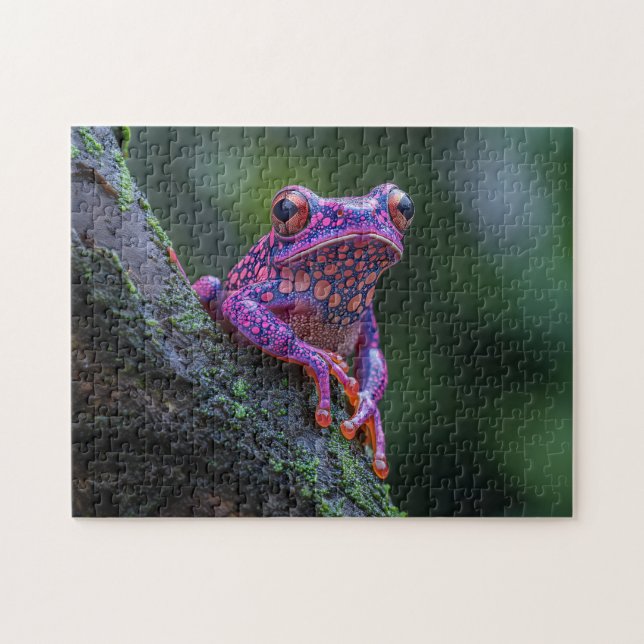 Pink and Purple Tree Frog Art Jigsaw Puzzle (Horizontal)