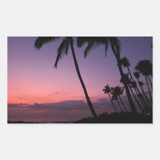 Pink and purple tropical sunset rectangle sticker (Front)