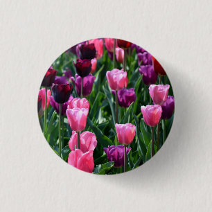 Pink and Purple Tulips Button / Badge