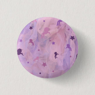 pink and purple unicorn and star design- girls squ 3 cm round badge