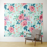 Pink and purple vintage flowers pattern
