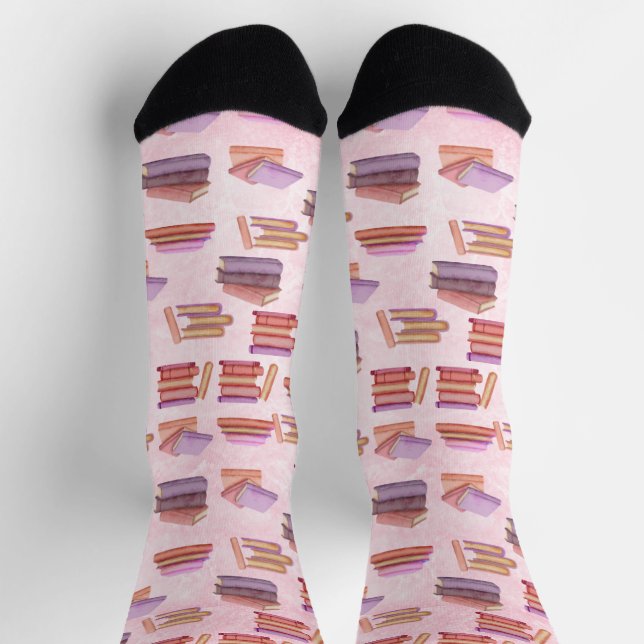Pink and Purple Watercolor book pattern library    Socks (Top)