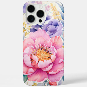 Pink and purple watercolor floral  iPhone 16 pro max case