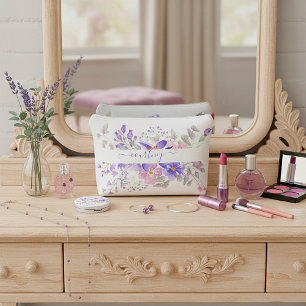 Pink and purple watercolor floral personalised decorative cushion
