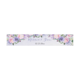 Pink and Purple Watercolor Floral Wedding Invitation Belly Band