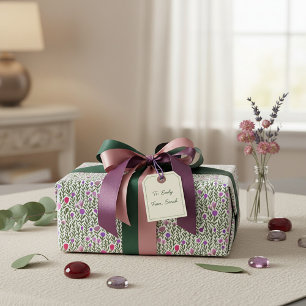 Pink and purple watercolor flowers pattern wrapping paper