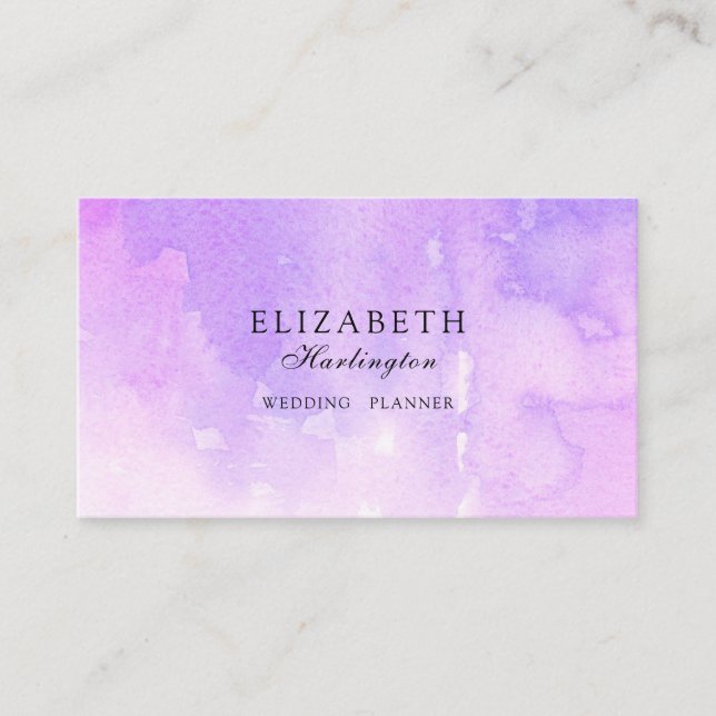 Pink and purple watercolor. Lavender card. Modern Business Card (Front)