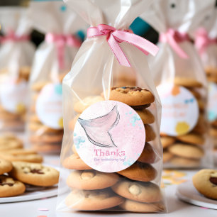 Pink and purple watercolor mermaid tail classic round sticker