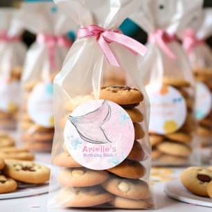 Pink and purple watercolor mermaid tail classic round sticker