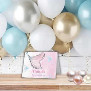 Pink and purple watercolor mermaid tail  thank you card