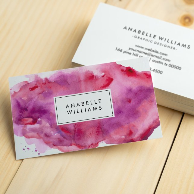 Pink and Purple Watercolor Modern Business Card (Creator Uploaded)