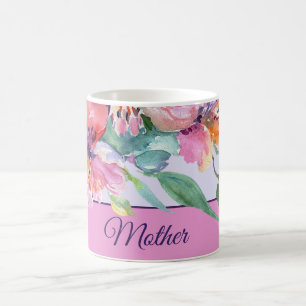 Pink and purple watercolor petunias customisable coffee mug