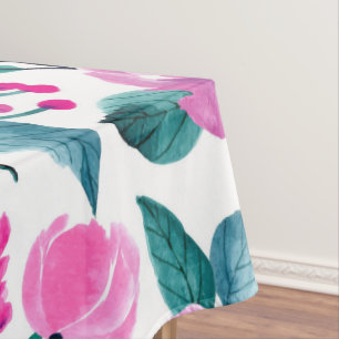 Pink and purple watercolor rose tablecloth