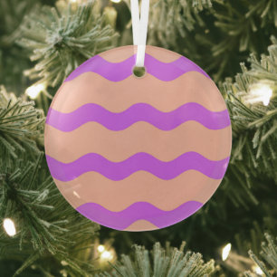 Pink and purple waves pattern glass tree decoration