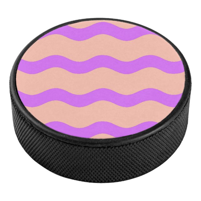 Pink and purple waves pattern hockey puck (3/4)