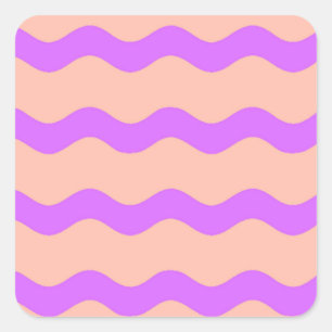 Pink and purple waves pattern square sticker