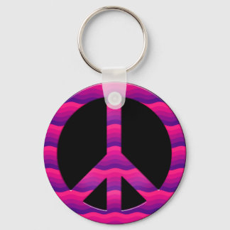 PINK AND PURPLE WAVES PEACE SIGN KEY RING