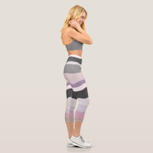 Pink and Purple Wavy Stripes Capri Leggings
