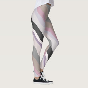 Pink and Purple Wavy Stripes Leggings