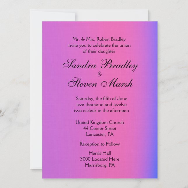 Pink and Purple Wedding Invitation (Front)