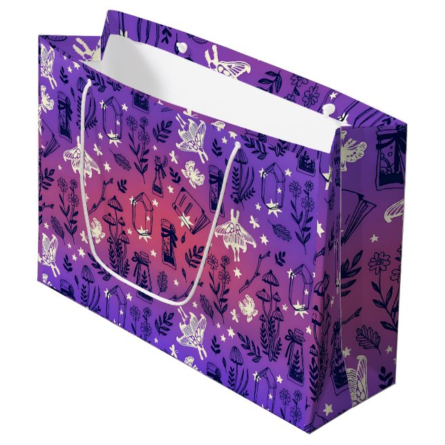 Pink and Purple Witchy Mystic  Large Gift Bag (Front Angled)