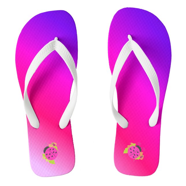 Pink and Purple With Ladybugs Jandals (Footbed)