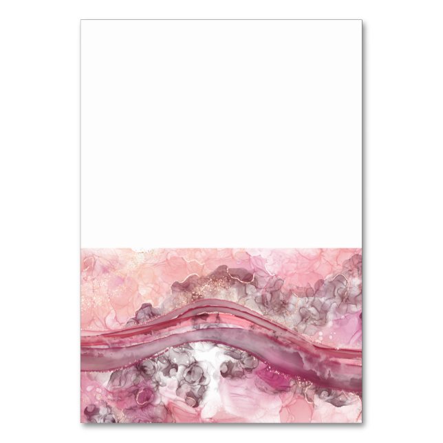 Pink and Red Alcohol Ink Table Number (Front)