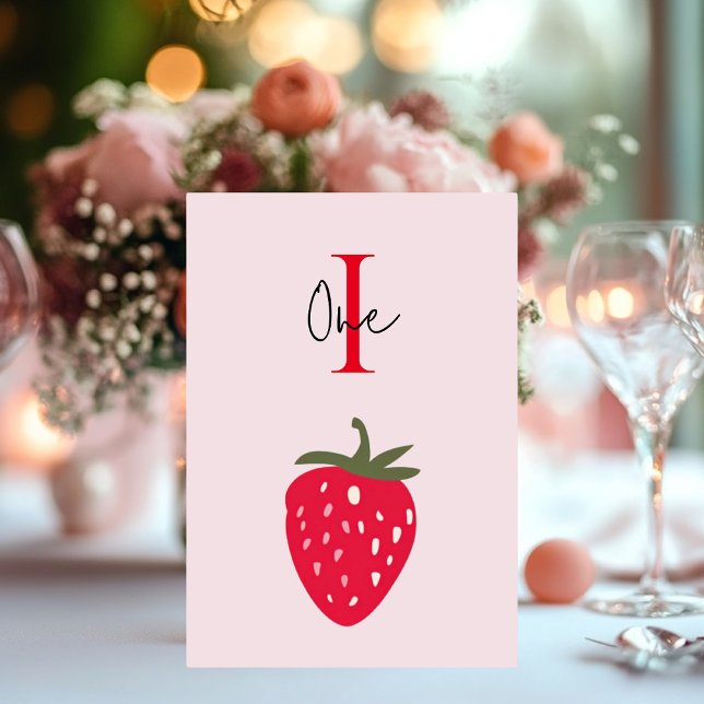 Pink and Red Birthday Party with Strawberry Table Number (Creator Uploaded)