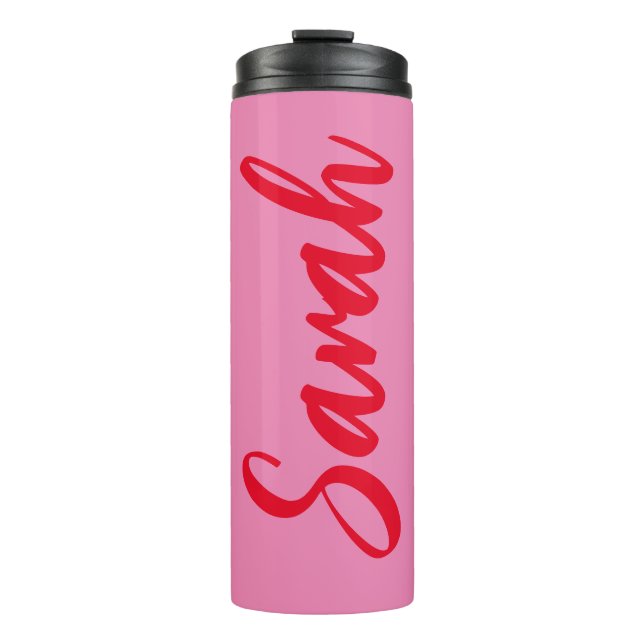 Pink and Red Bold Personalised Thermal Tumbler (Front)
